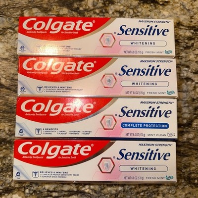 Colgate Sensitive Whitening Toothpaste, Mint, 6 oz Tube X4