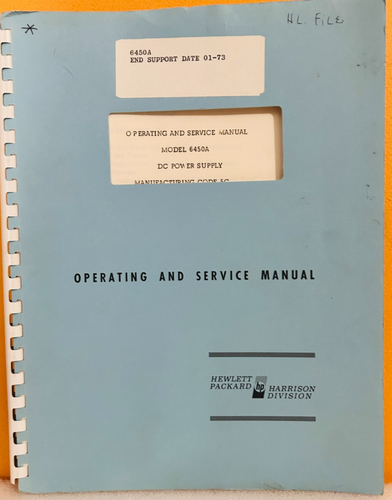 HP Model 6450A DC Power Supply Operating & Service Manual. - 第 1/2 張圖片