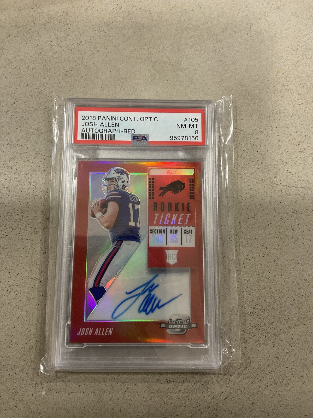 2018 Panini Contenders Optic - Rookie Ticket RPS Autographs Josh Allen #105 Red view 3