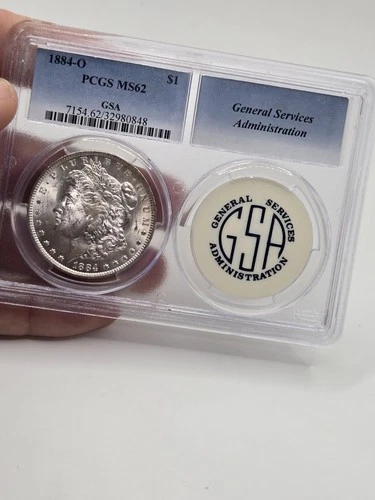 1884-O GSA Hoard Morgan Silver Dollar $1 Coin Pcgs Ms 62 ☆ Rainbow Toned Reverse