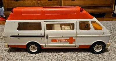 Vintagd Tonka XR-101 Rescue Ambulance Van Sliding Rear and Top Hatch Door 17.2''L