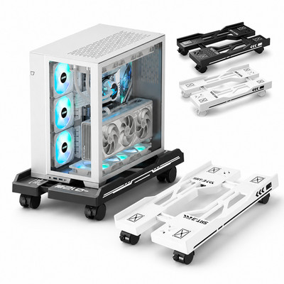 Mobile CPU Stand Computer Tower Holder Cart Rolling Caster Wheels Adjustable PC