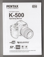 Pentax K-500 Genuine 2013 Camera Instruction Guide / Operating Manual In English