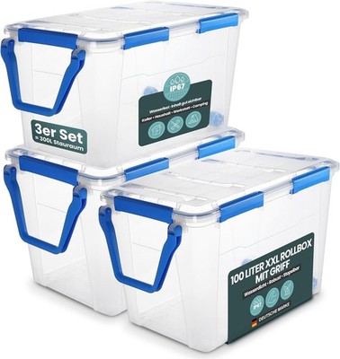 Kreher  Wasserdichte Box (IP67) mit Deckel und Rollen 100L Volumen (Set wählbar)