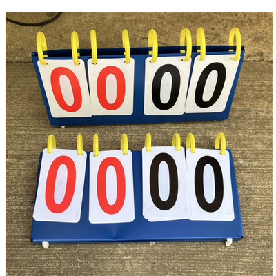 Portable Tabletop Manual Flip Scoreboard Set. Unused in original boxes.