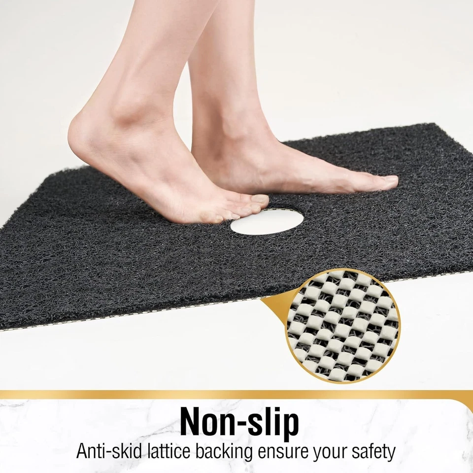 HITSLAM Square Коврик для душа, 24 x 24 дюйма Коврик для ванны из люфы, нескользящий, мягкий ПВХ Ba - Изображение 3 из 4
