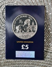 2026 UK ROYAL MINT LUNAR YEAR OF THE HORSE &pound;5 BUNC POUNDS. COIN IN BLUE CARD