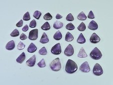 182Cts. Natural Amethyst Leaf Carving Pear Shape Cabochon Gemstone 32Pcs Lot r23