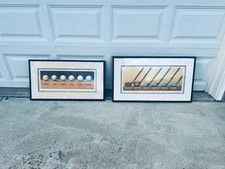Set of 2 B. Horton Early Swinger Framed Golf Art Prints History of Clubs & Balls