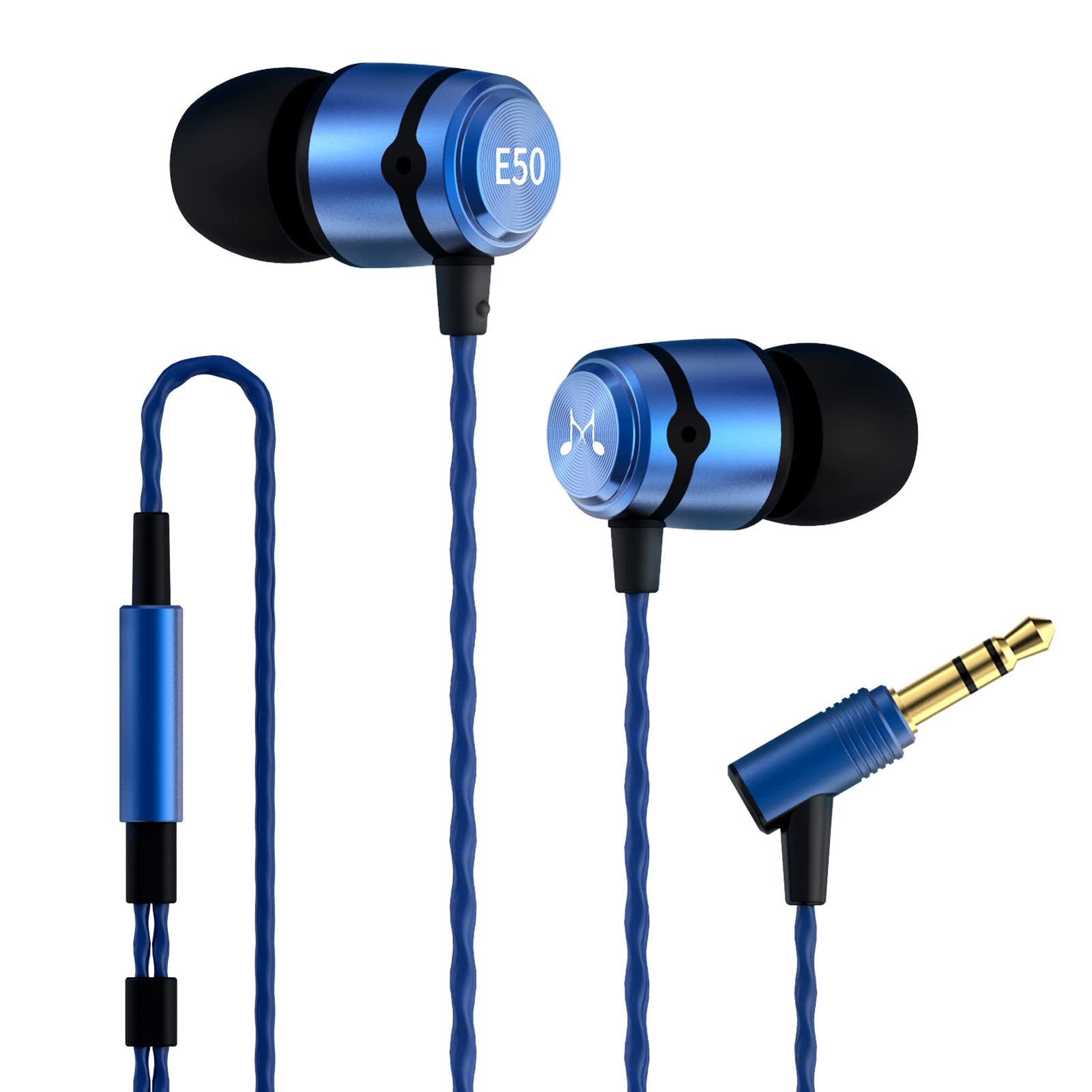 Écouteurs filaires E50 de voyage intra-auriculaires Hi-Fi pour train et avion