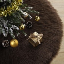 36 Inch Wool Fur Christmas Tree Skirt Thick Plush Brown Tree Skirt Christmas ...