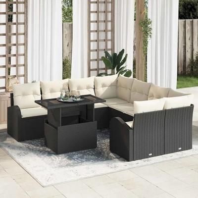 Gartensofa-set mit Speicher 9 pcs Poly-Rattan gartenmöbel Outdoor-Sofa vidaXL