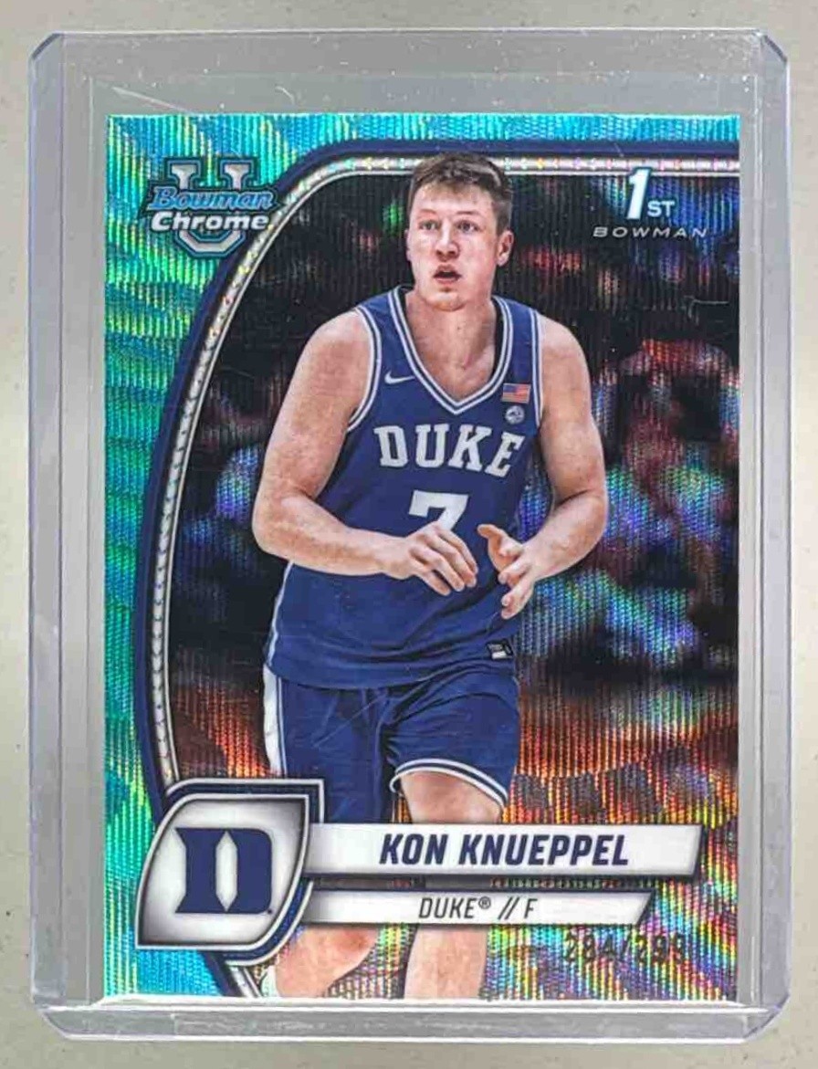 Kon Knueppel 2024 Bowman University Chrome #48 Aqua Wave Refractor /299