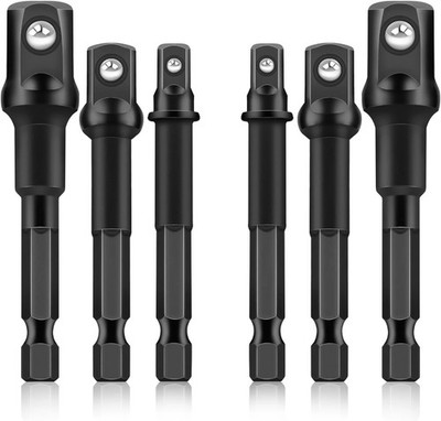 6PCS Impact Grade Socket Adapter Set, 1/4'', 3/8'', 1/2'' Drive Drill Socket Adapte
