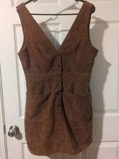 Shein Size Medium 6 Brown Ribbed Dress Corduroy Style Holidays Christmas Fall