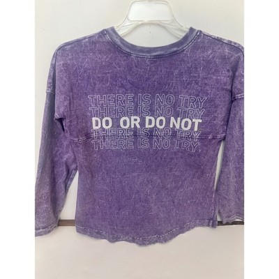 Star Wars Spirit Jersey Kids Purple Mineral Wash Yoda Quote Henley Shirt M 7/8
