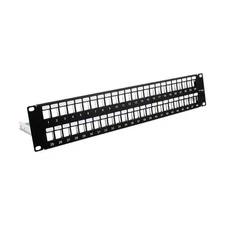Wavenet 2U 48-Port Blank Keystone Patch Panel with Copper Ground Wire