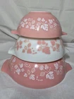 Pyrex Pink Gooseberry Cinderella Bowls Set of 3 Mixing Serving Bowl 444 443 442
