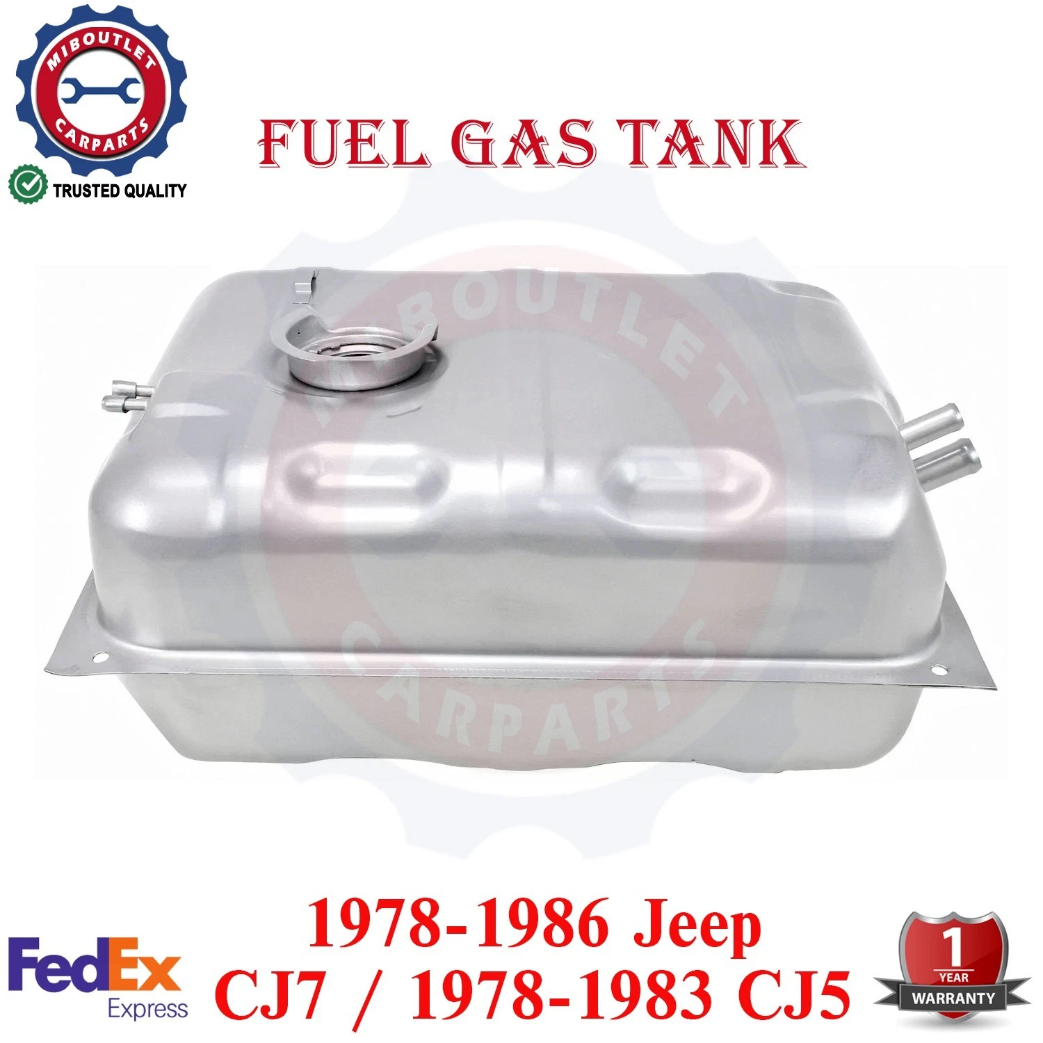 Fuel Gas Tank 15 Gallons 57 Liters Silver For 1978-1986 Jeep CJ7