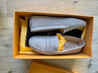 TOD'S Women s Gommini Suede Loafers Drivers Moccasins Light Gray Size 36