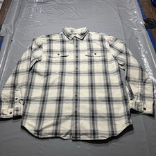 Carhartt Flannel Shirt Men's Large Plaid Loose Fit Long Sleeve Heavyweight Logo