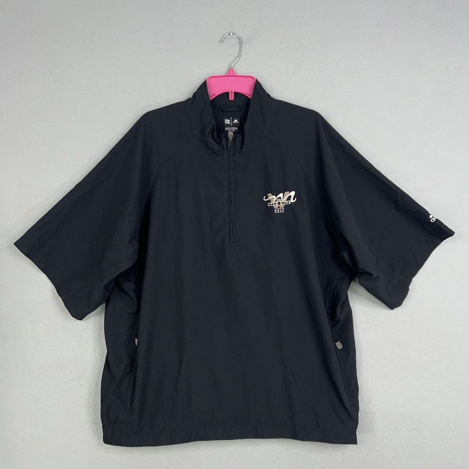 Adidas Man O War Mens XL Black Lightweight Golf Quarter Zip Pullover Jacket