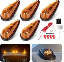 5Pcs Amber Teardrop Cab Light 9LED Cab Marker Light Front Top Clearance Roof ...