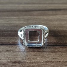 Solid 925 Sterling Silver Bezel Cup Ring Blank 10mm Cushion Stone Setting DIY