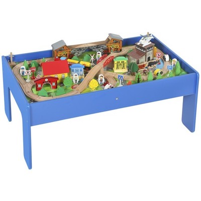 Spieltisch, 108-teiliges Eisenbahn-Set aus Holz, mit abnehmbarer Tischplatte