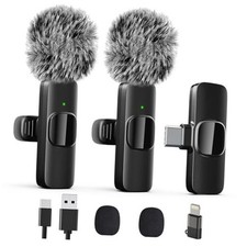 Professional Wireless Lavalier Lapel Microphone for iPhone, iPad, Type-C port