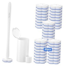 Disposable Toilet Bowl Brush with 40 Toilet Wand Starter Kit/40 Refill Heads