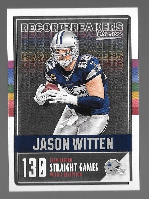 2017 PANINI CLASSICS NFL FOOTBALL #7 JASON WITTEN RECORDBREAKERS INSERT,COWBOYS