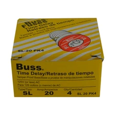 Bussmann SL-20PK4 20 Amp Time Delay Loaded Link Rejection Base Plug Fuse, 125V