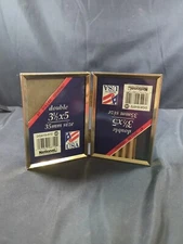 National Picutre Bi-fold Gold tone Metal  Double Picture Frame Hinged 3.5x 5"
