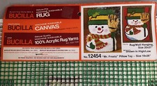 VTG. Bucilla Deluxe Latch Hook Rug Canvas Christmas "MR. FROSTY" 20  X 27  