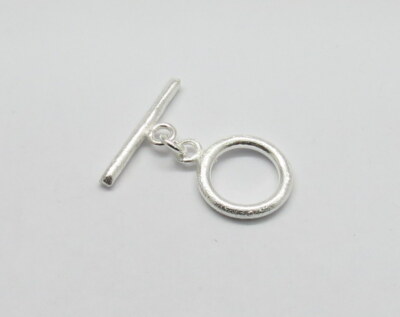 2 Pieces Silver Toggles Clasp Hook Brushed Toggles 15mm Round Jewelry Supplies  