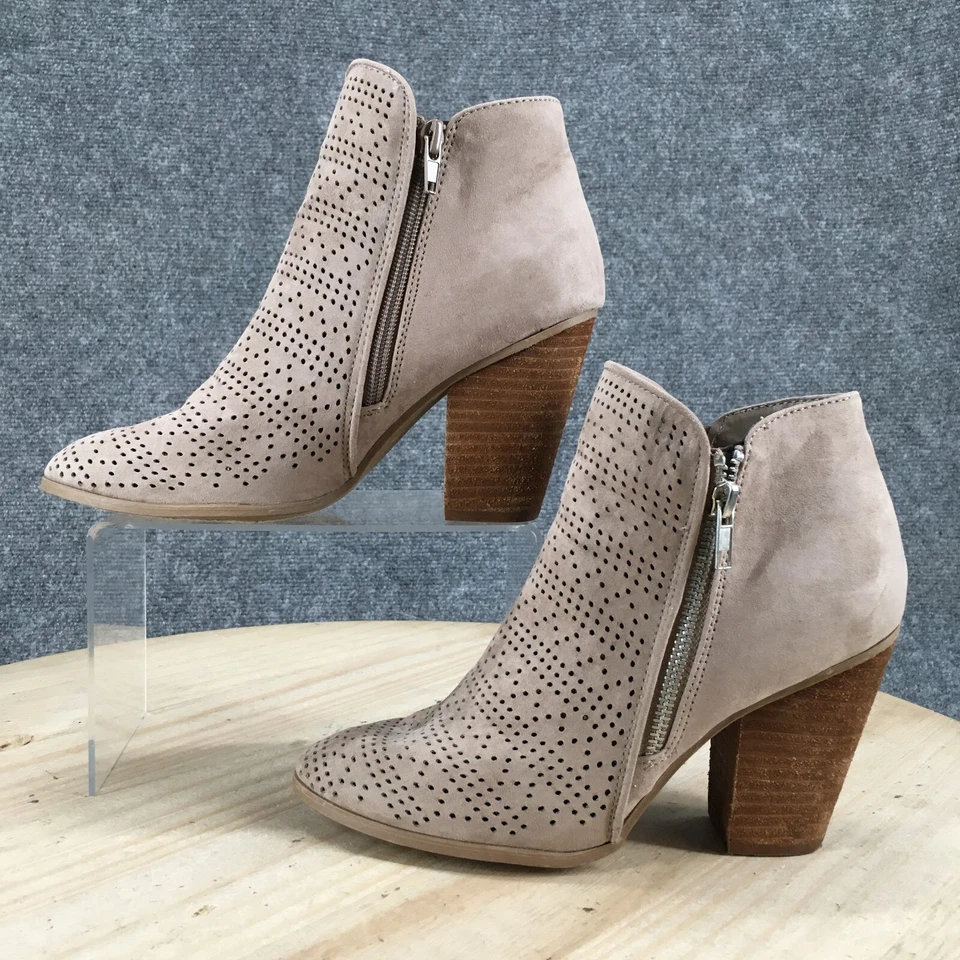 Carlos Santana Botas Mujer 7.5 M Hacey Perf Cremallera Botín Gris Tela Tacones Foto 2 de 4