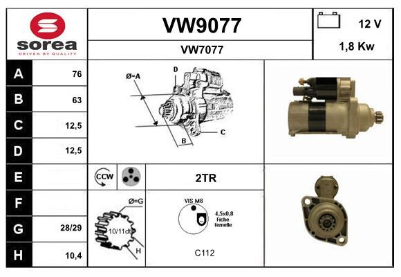 Démarreur SNRA VW9077 pour résoudre les pannes de lancement moteur
