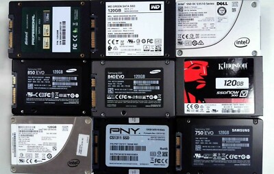 [ BULK LOT OF 10 ] SSD 120GB Various SSDs Samsung SanDisk Crucial Intel