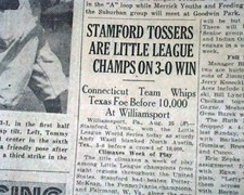 STAMFORD Connecticut Little League Baseball WORLD SERIES Champion 1951 Newspaper