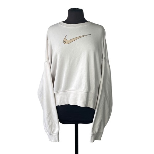 Nike Sweatshirt A Puffy Vintage Women's White Cotton Oversize Sport Size M - Picture 1 of 9