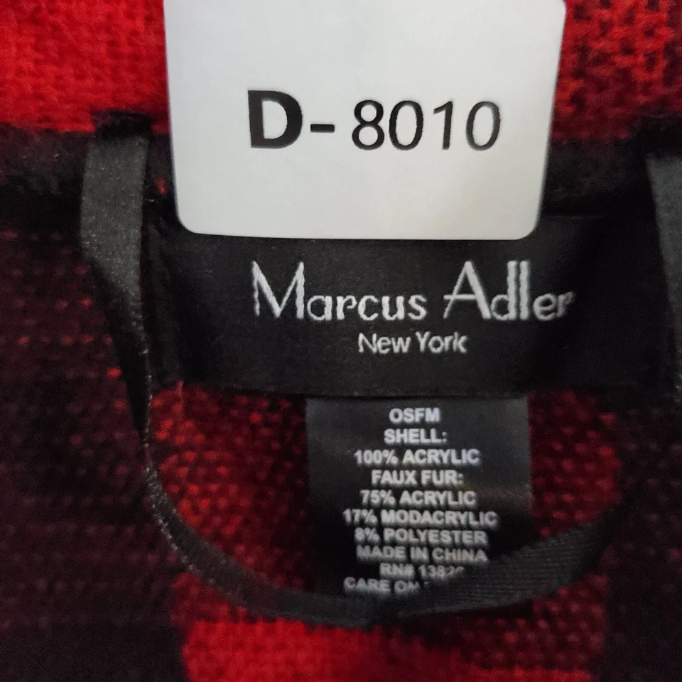 Suéter Marcus Adler Mujer Talla Única Rojo Cuadros Poncho Imitación Piel Cuello Simulado Foto 2 de 4
