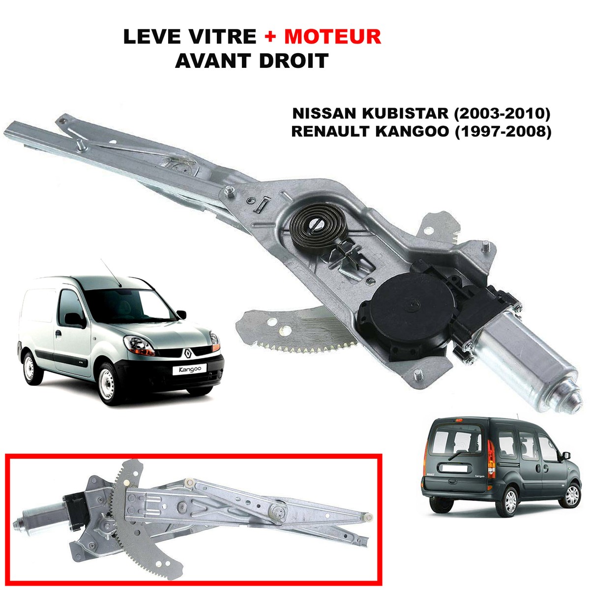 Mécanisme De Lève-vitre Avant Droit Pour Renault Kangoo - Compatible TGL I, Grand Kangoo II, Kangoo Express - 11