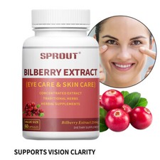 Bilberry Extract Capsules 250mg 60 Count Supports Eye Health