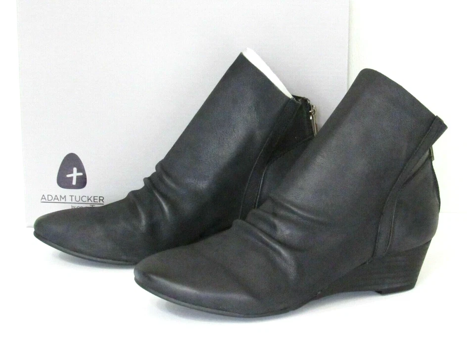 Botín al tobillo ME TOO Adam Tucker para mujer talla 7,5 cuero negro cremallera trasera cuña baja Foto 2 de 4