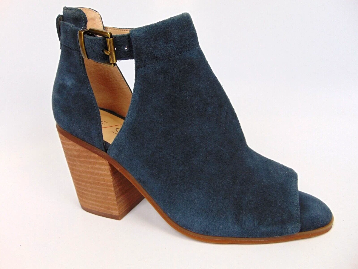 Sole Society Booties Womens Ferris Size 7.5 Blue Suede Peep Toe