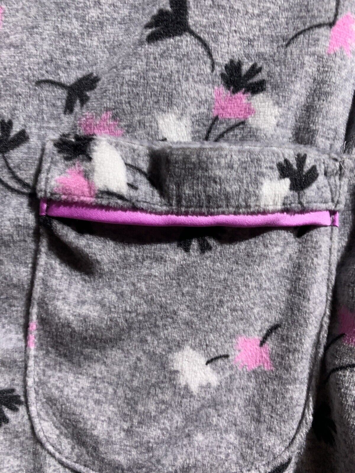 Ellen Tracy Pajama Set Pink & Gray Floral Fleece Soft Women's Medium ...