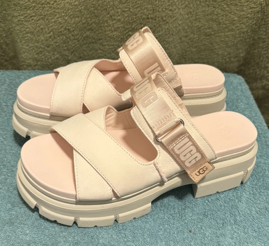 UGG Ashton 1136765 sandali plateau leggeri nabuk da donna rosa taglia 11 nuovi