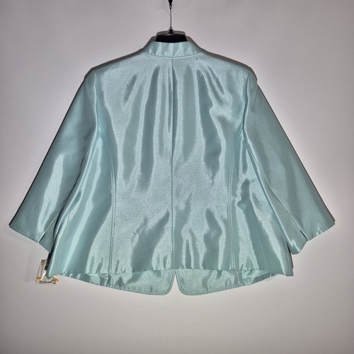 Kasper Women's Plus Size 24 W Blazer One-Button Jacket Sea Glass Aqua (48) - Picture 2 of 11