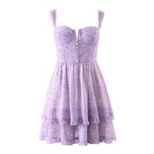 Abito Cami Strappy Da Donna Con Fiori A Vita Alta Tiered Lolita Casual